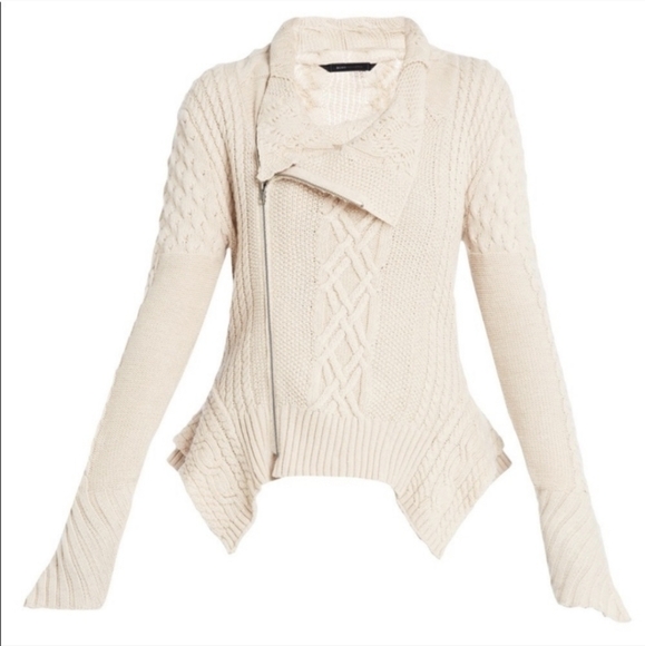 Bcbgmaxazria knit zippered cardigan sweater zanzi cream xs - Picture 3 of 14